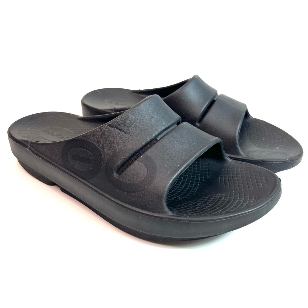 OOFOS Recovery Slides Sandals Black Size Men’s 9, Women’s 11 - EU 42 - Picture 2 of 13